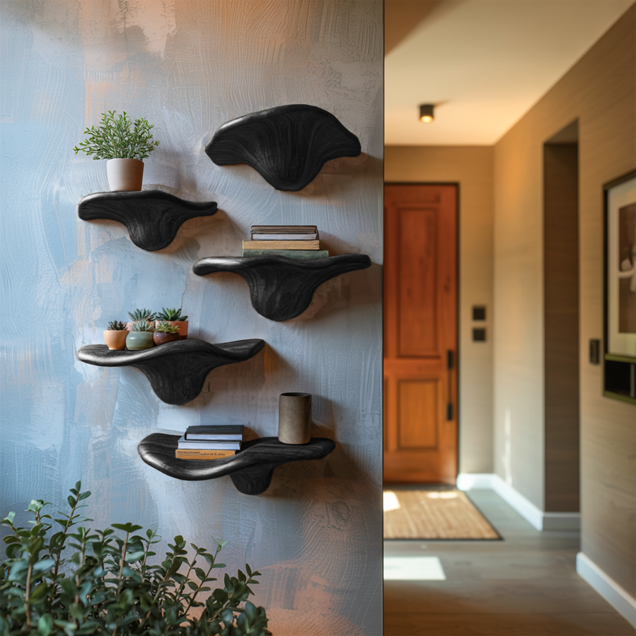 Modern Solid Wood Mushroom Shelf For Living Room Display Decor