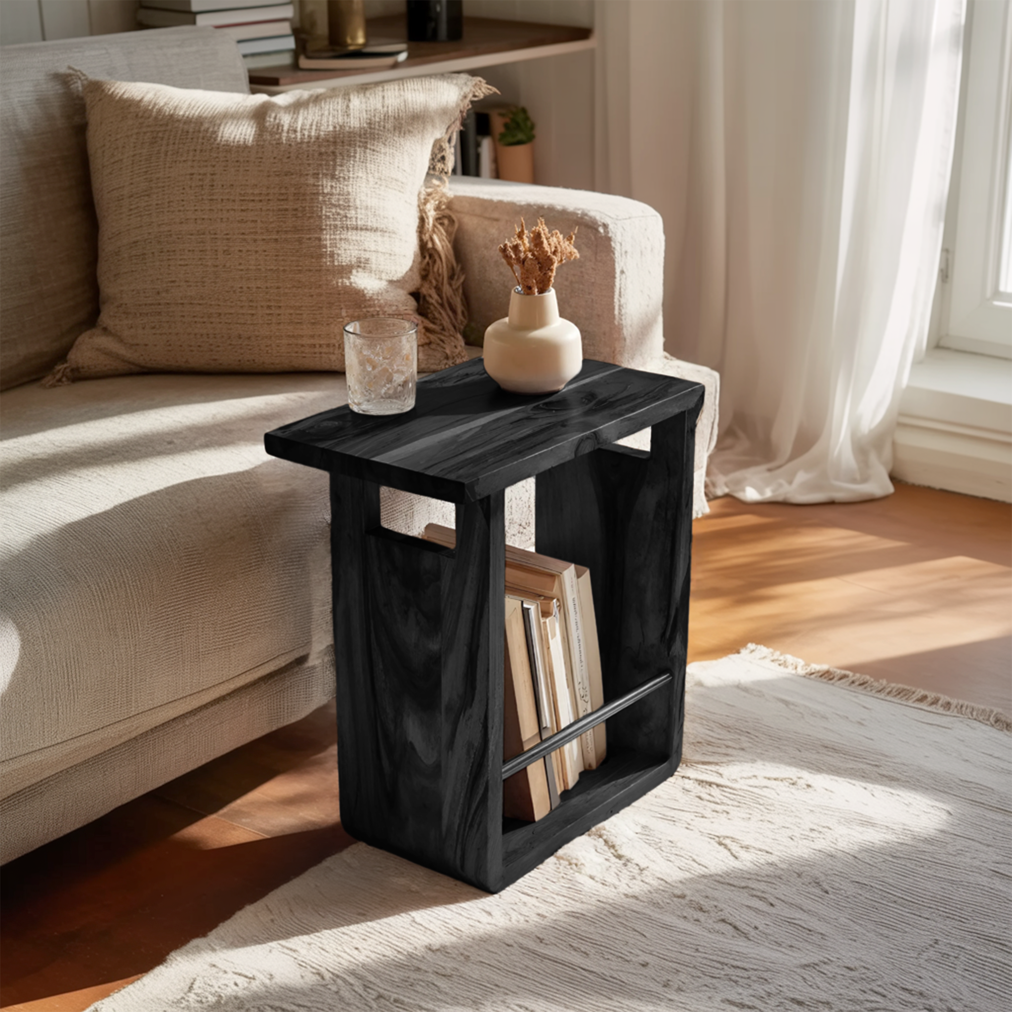 Modern Solid Wood Side Table For Living Room Setup