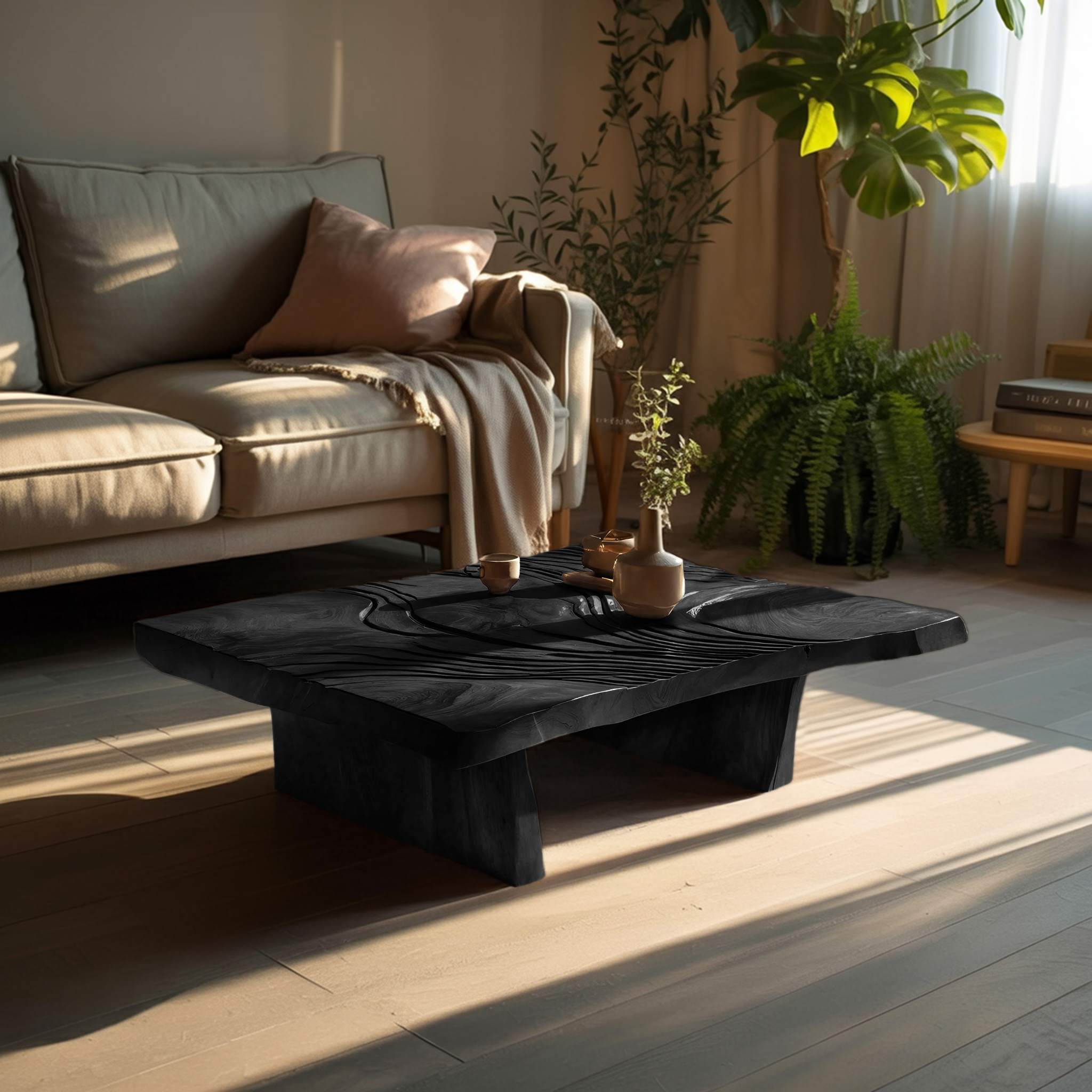 Modern Abstract Wooden Coffee Table For Entryway Decor