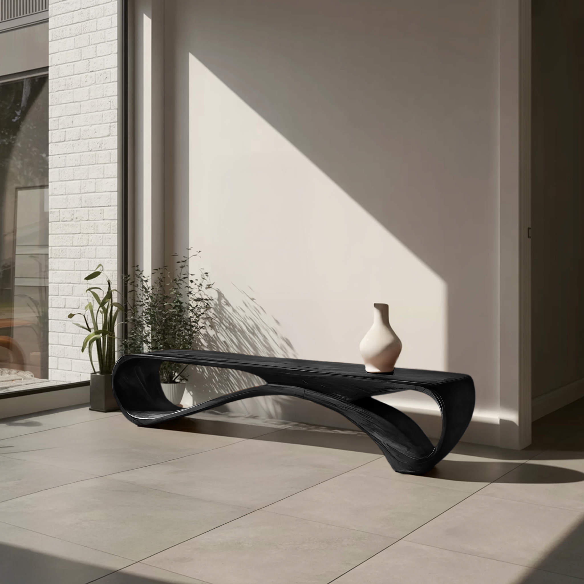 Modern Curved Bench Sculpture For Hallway Furniture