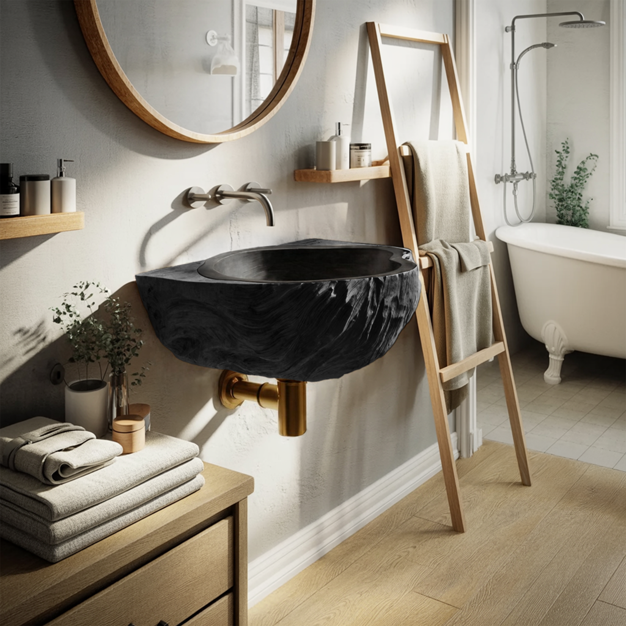 Mid Century Wooden Vanity Sink For Bathroom Furniture Design
