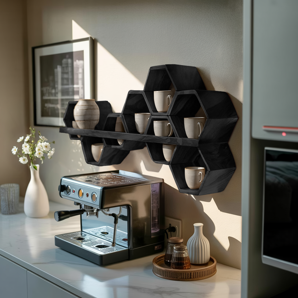 Mid Century Hexagonal Shelf For Furniture Display