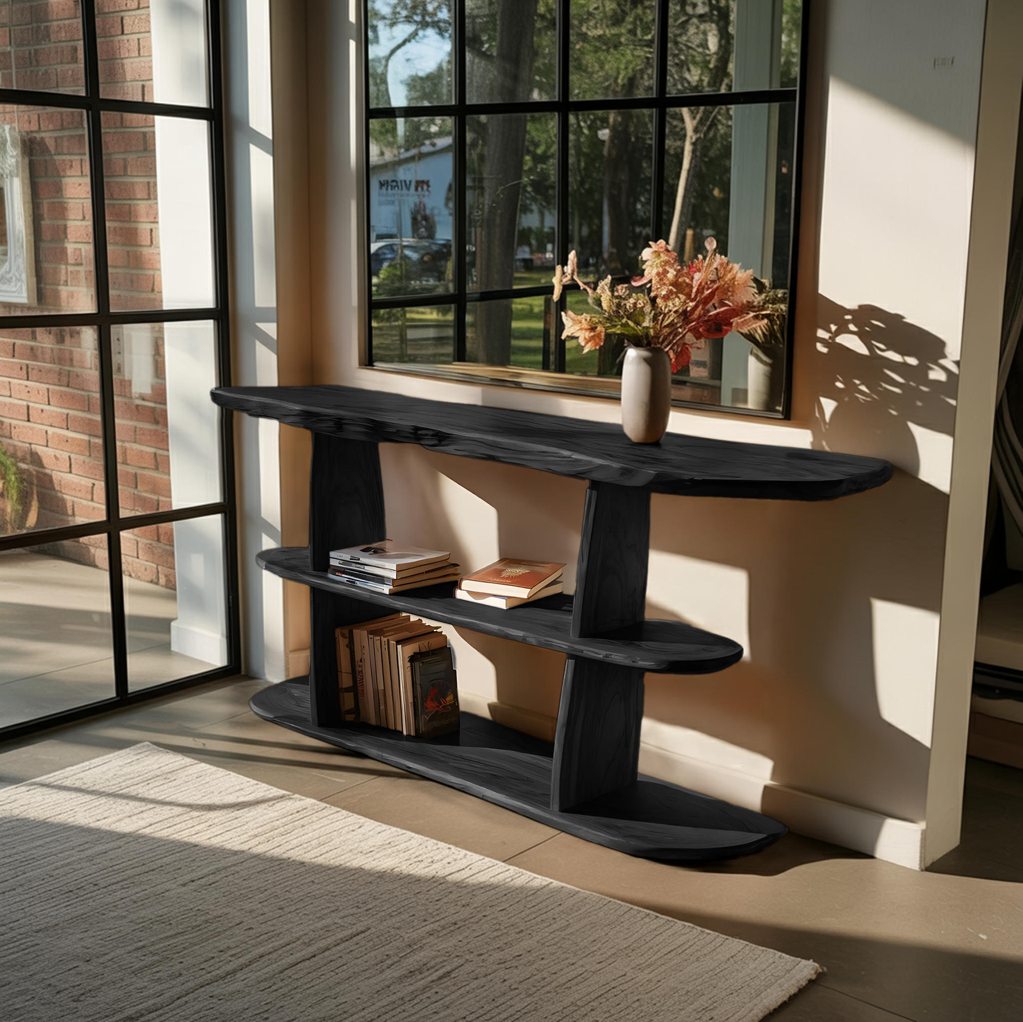 Mid Century Live Edge Console Table For Contemporary Decor
