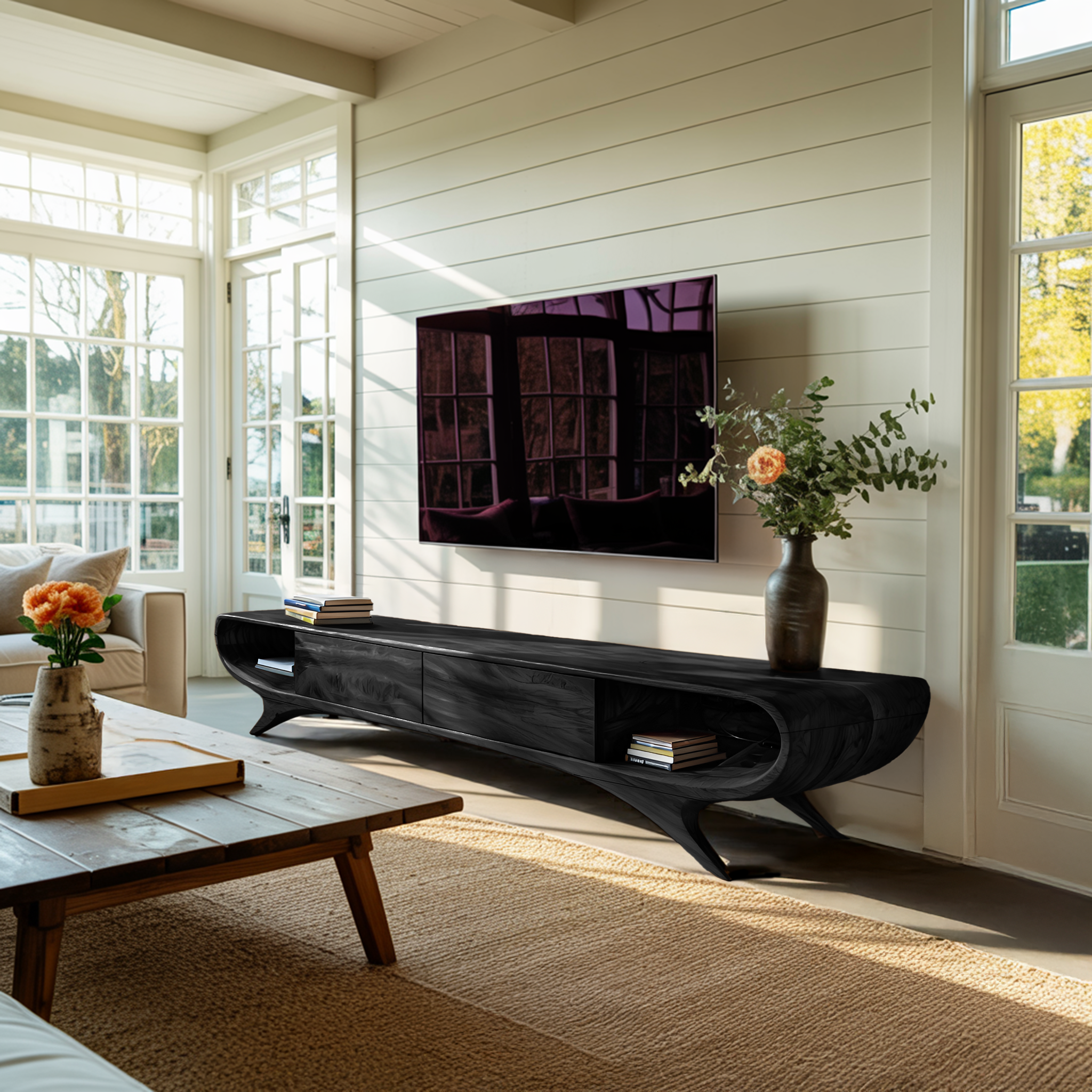 Minimalist TV Cabinet With Hidden Drawers For Living Room