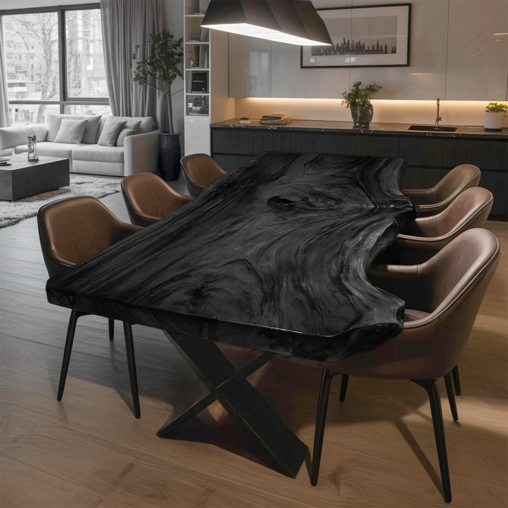 Dining Room Modern Live Edge Dining Table Natural Grain