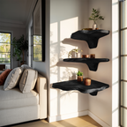 Handcrafted Wooden Live Edge Mushroom Shelf For Modern Furniture Decor