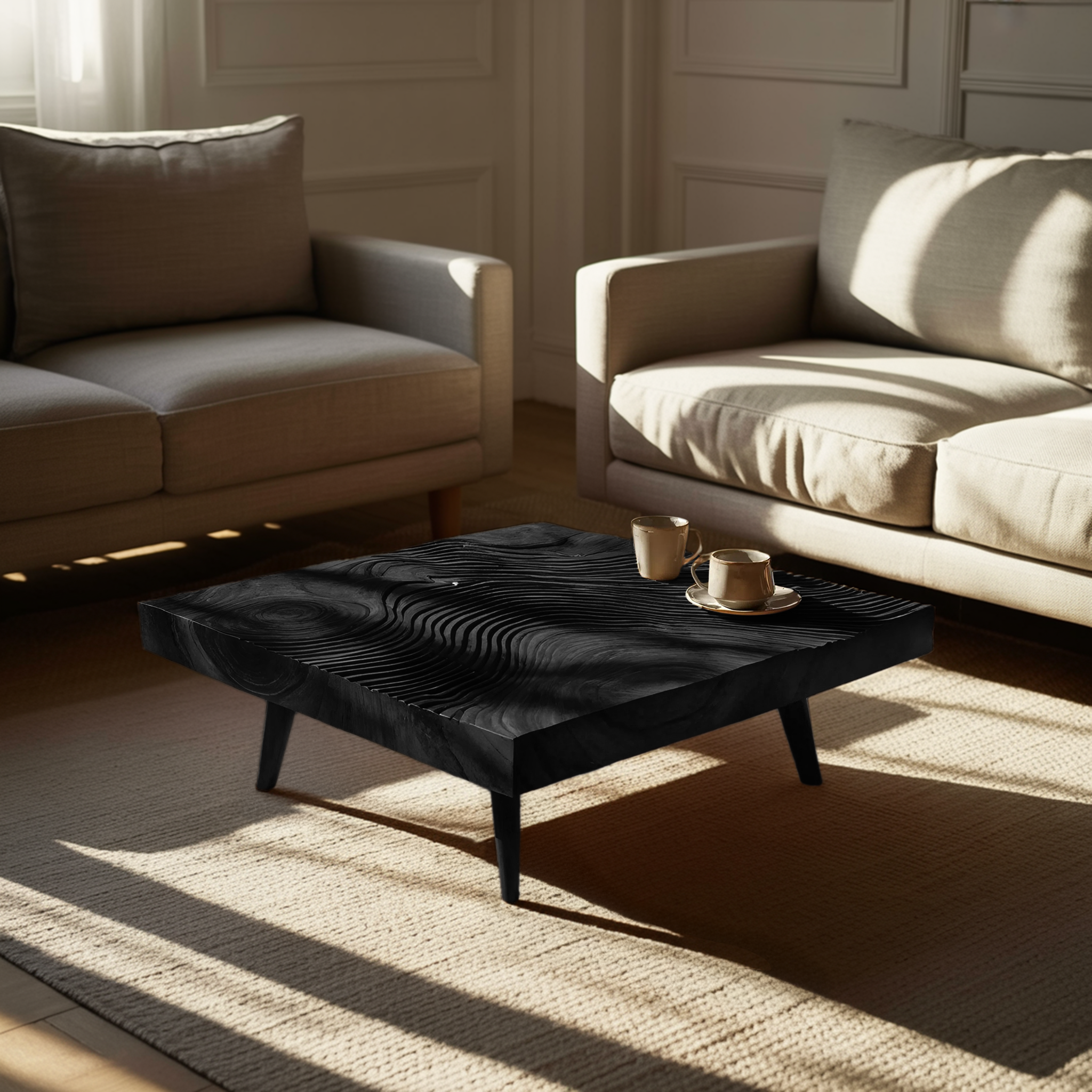 Farmhouse Irregular Wooden Coffee Table For Furniture Decor
