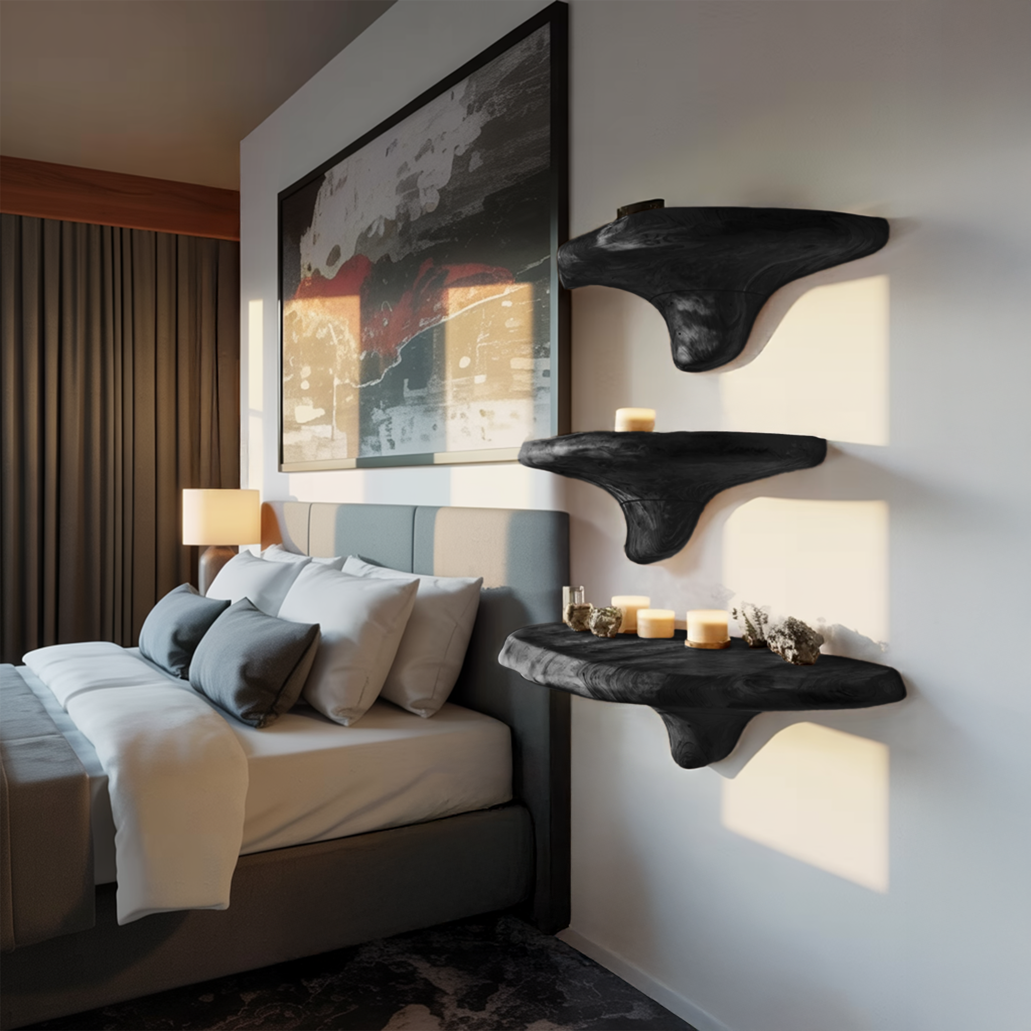 Modern Solid Wood Mushroom Shelf For Luxury Living Room Decor