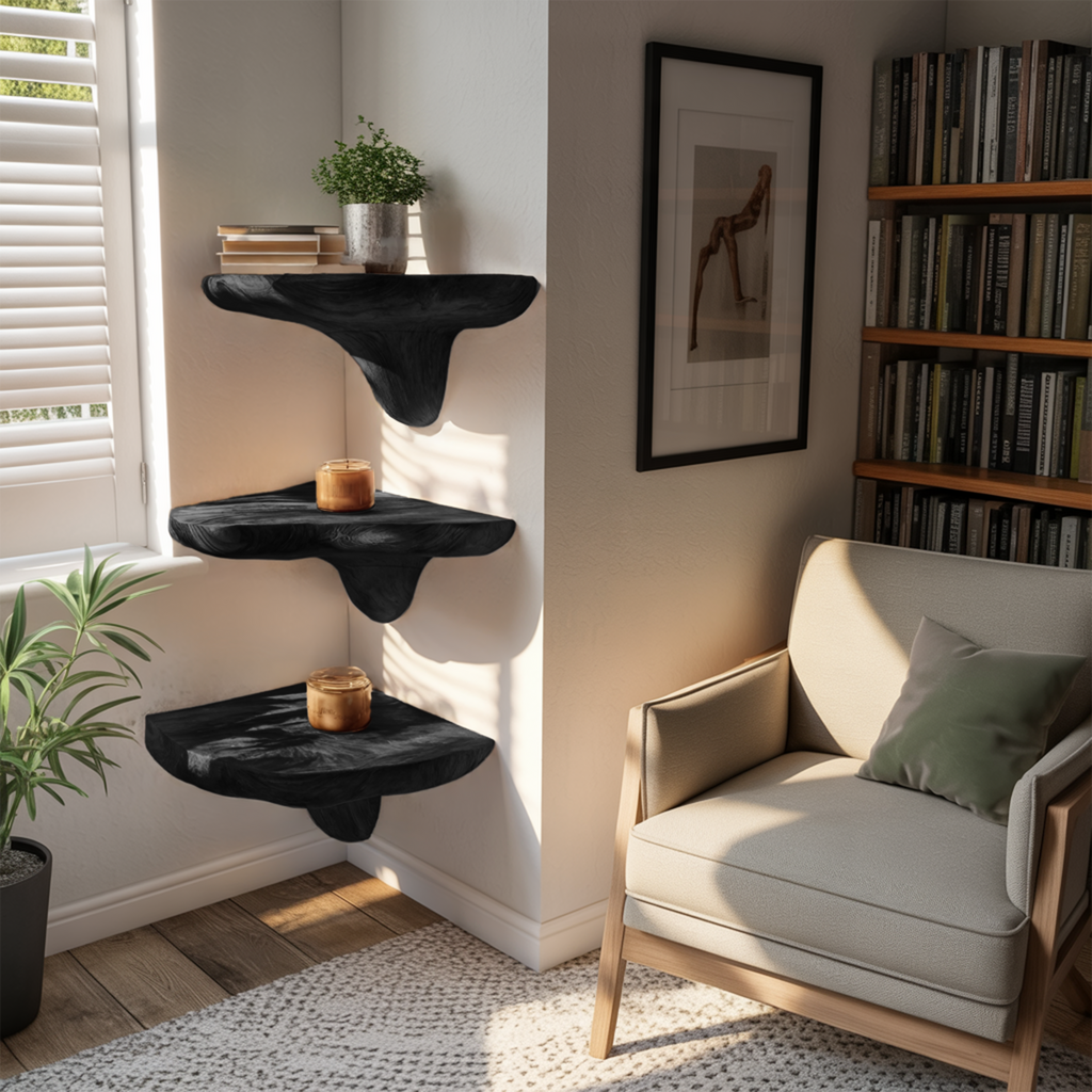 Modern Solid Wood Mushroom Shelf For Living Room Interior Design