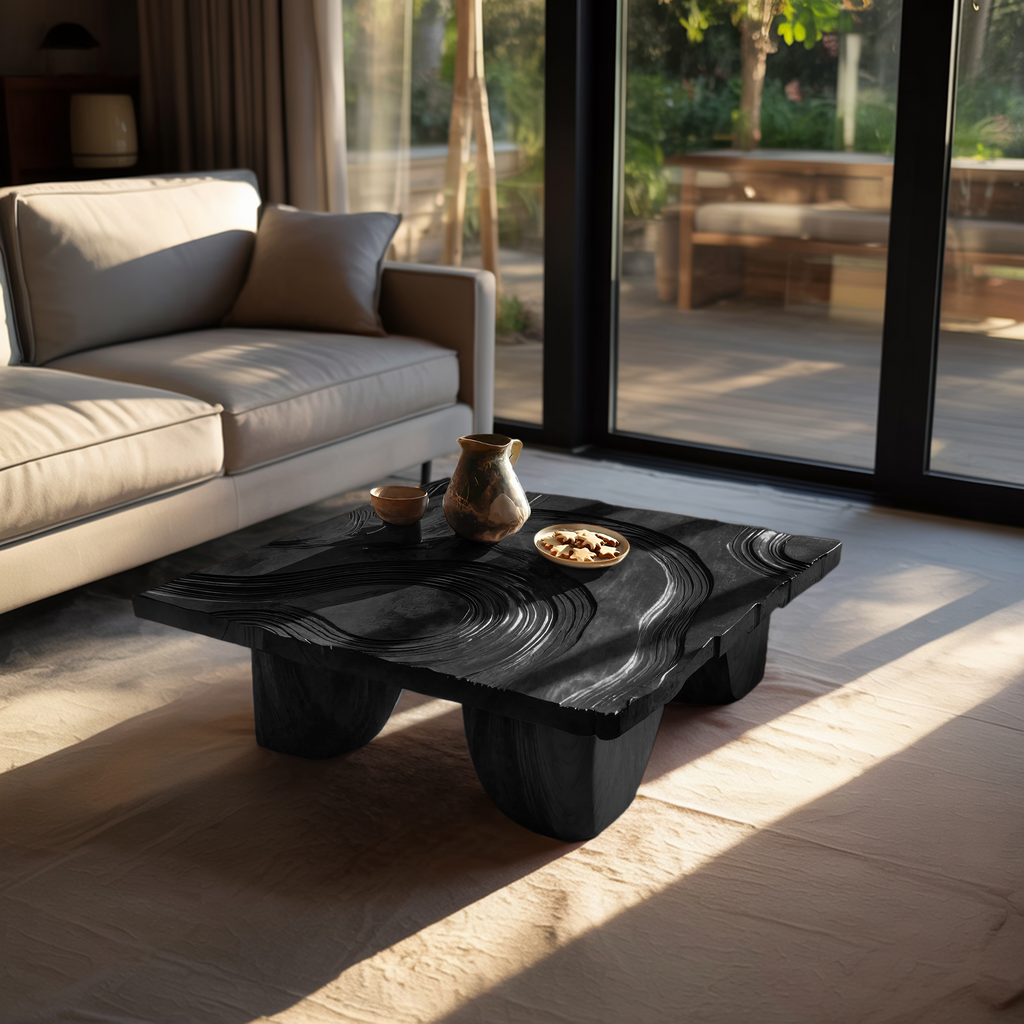 Farmhouse Solid Wood Live Edge Coffee Table For Living Room