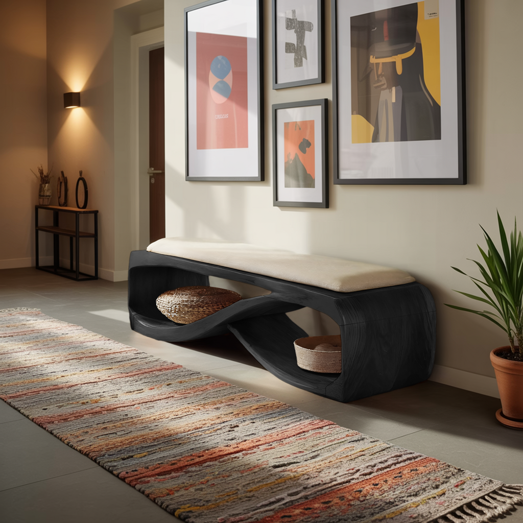 Contemporary Wooden Bench For Bedroom Furniture Decor