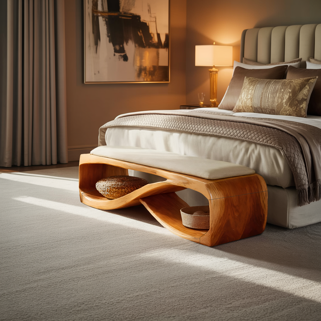 Contemporary Wooden Bench For Bedroom Furniture Decor
