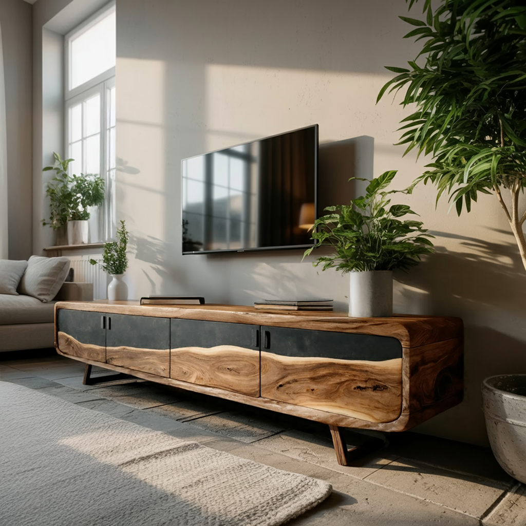 Handcrafted Live Edge TV Console For Home Style