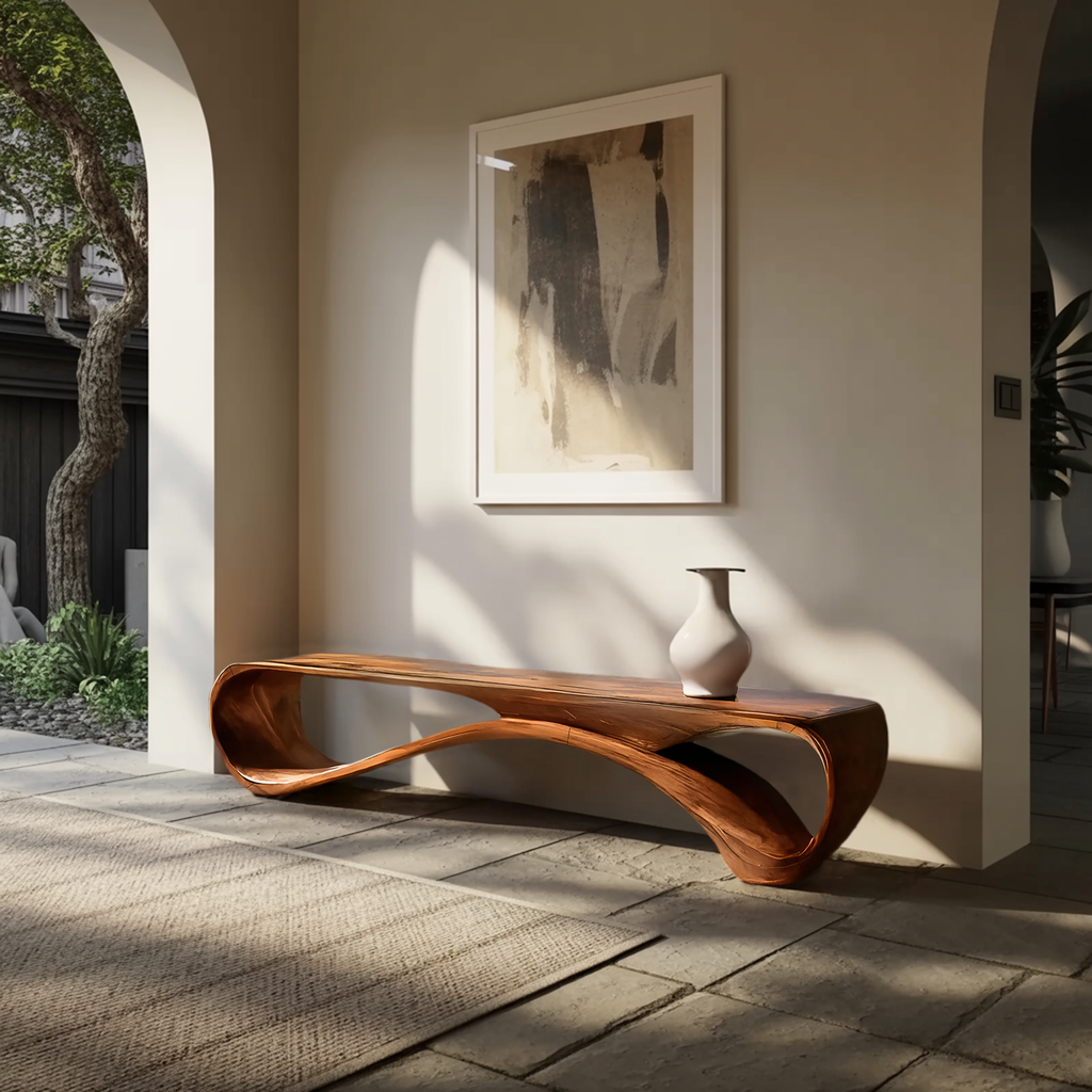 Modern Curved Bench Sculpture For Hallway Furniture
