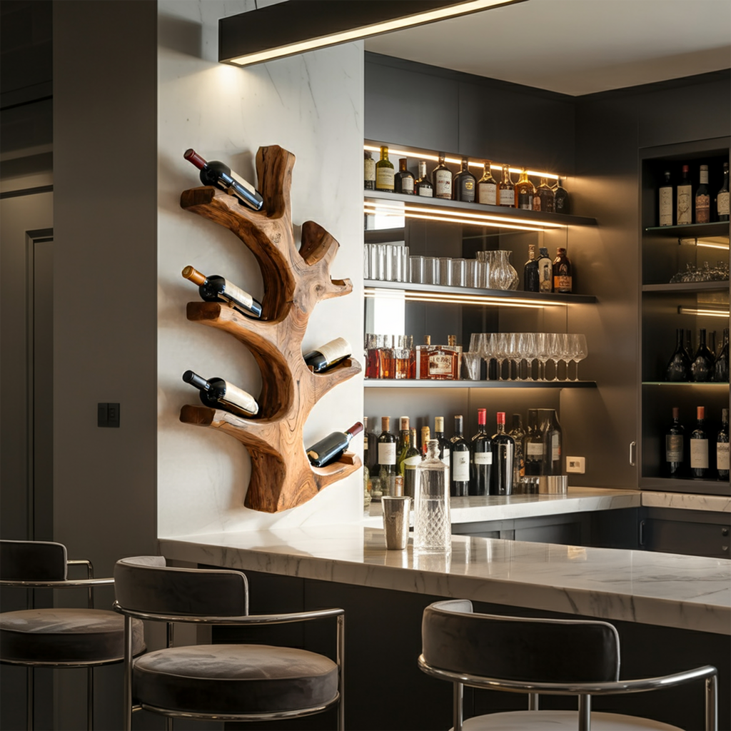 Luxury Wine Bottle Holder Wall Sculpture For Kitchen And Living Room