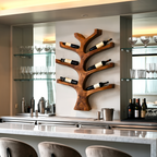 Rustic Wall Mounted Tree Branch Wine Bottle Holder For Kitchen