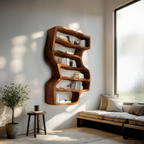 Organic Sculptural Wall Bookcase For Living Room Decor