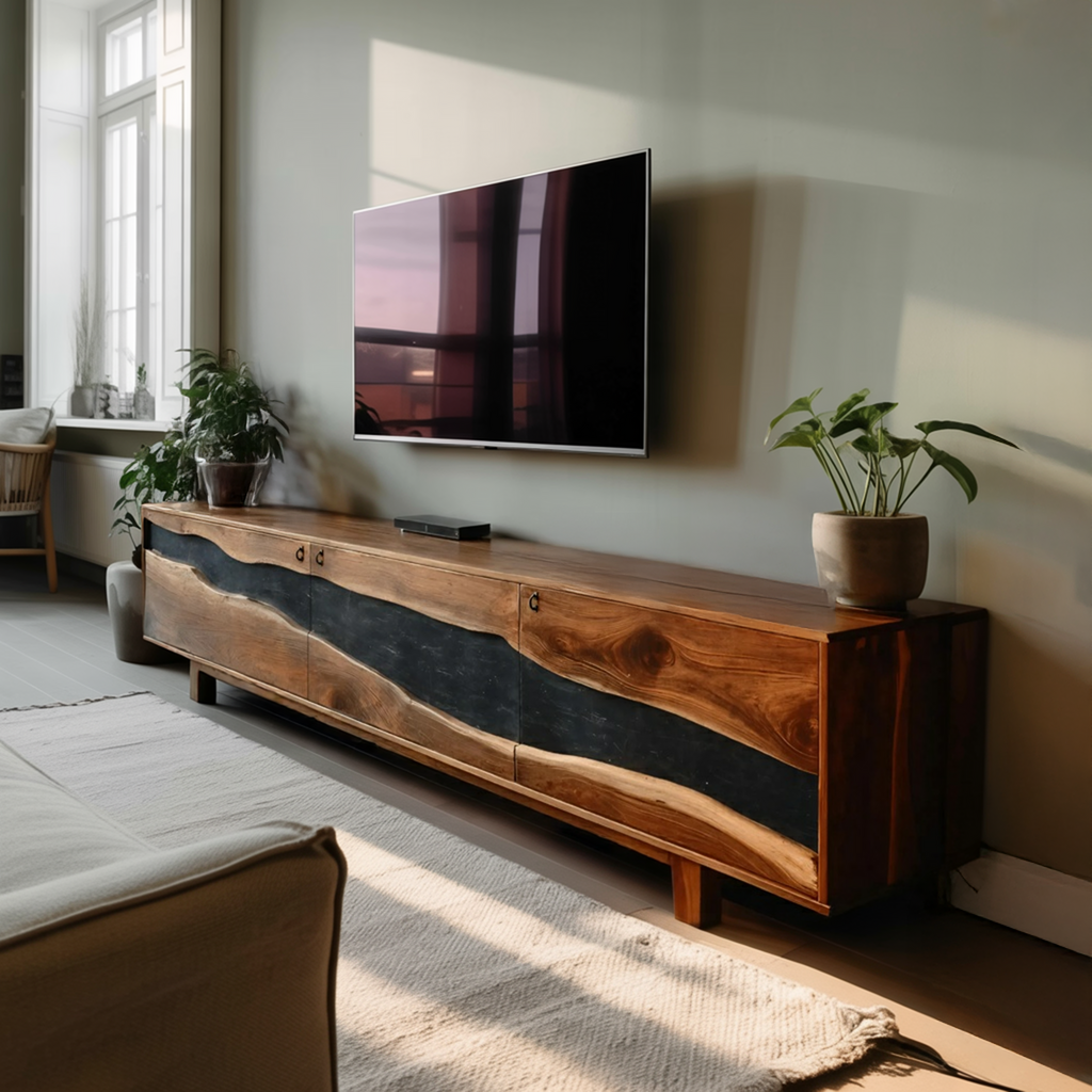 Modern Solid Wood TV Unit For Living Room Decor