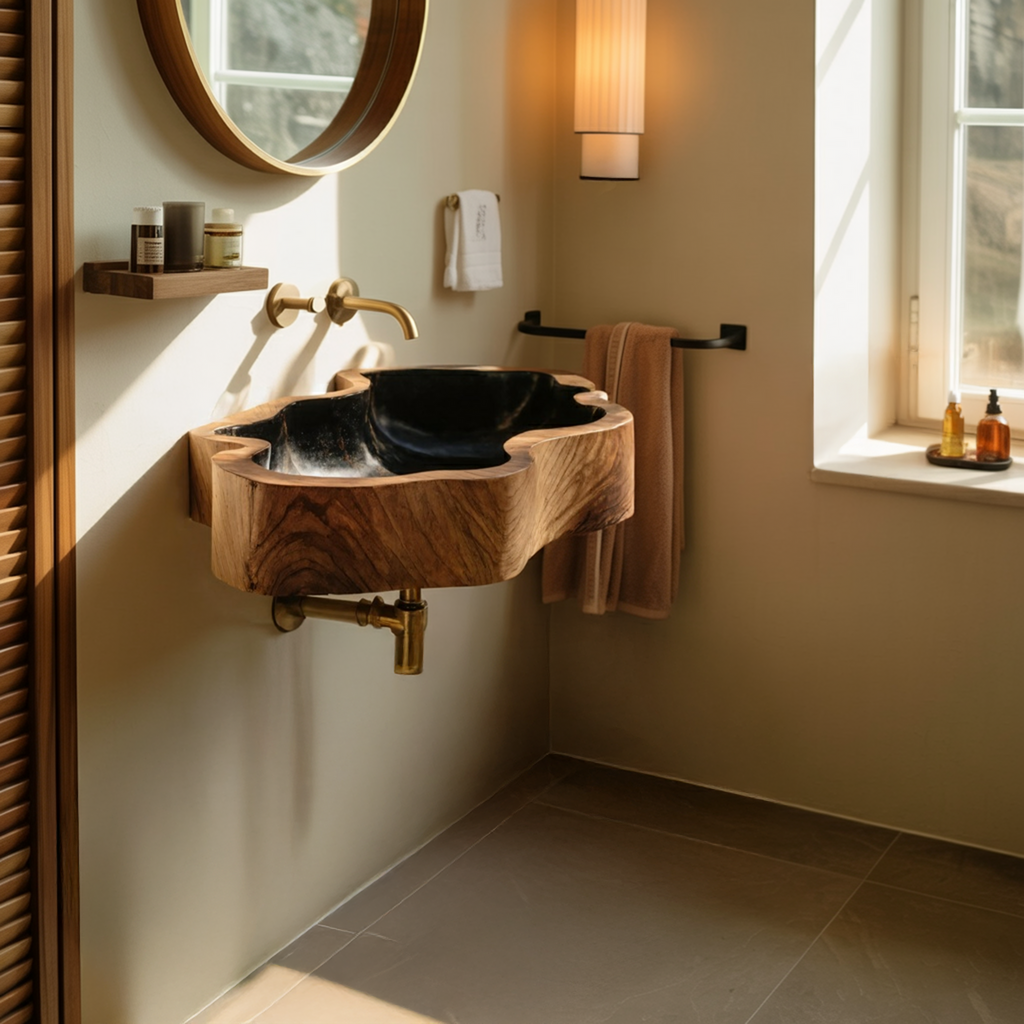 Modern Solid Wood Vanity Sink For High End Bathroom Furniture