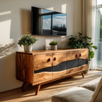 Mid Century Live Edge Media Console For Bedroom Decor