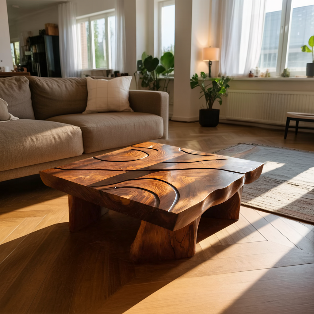 Handcrafted Solid Wood Live Edge Table For Living Room