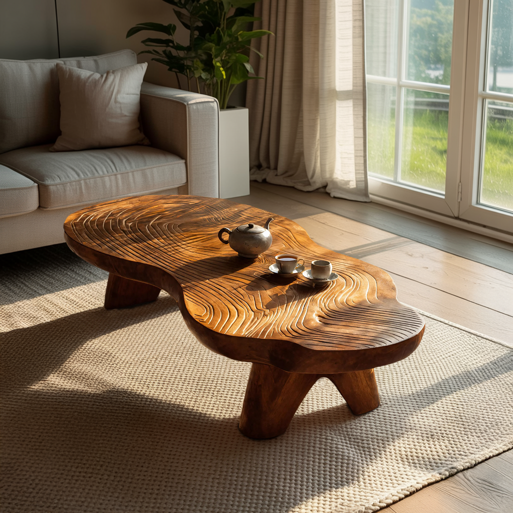 Farmhouse Wooden Live Edge Table For Living Room Decor