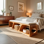 Mid Century Wood Bench For Warm Interior Spaces