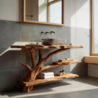 Mid Century Wooden Live Edge Bathroom Vanity For Bathroom Design
