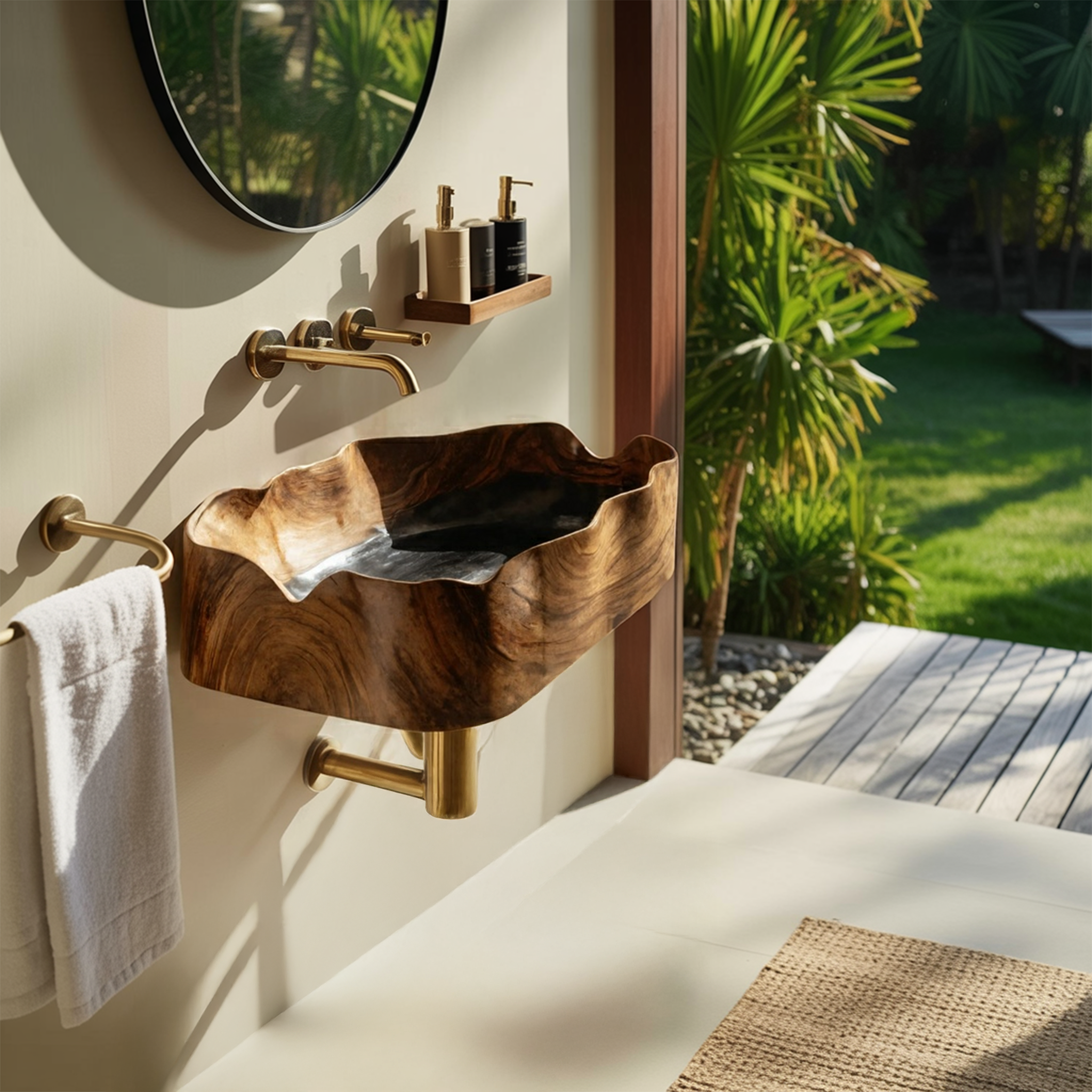 Farmhouse Solid Wood Vanity Sink For Bathroom Furniture Design