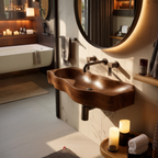 Mid Century Wooden Live Edge Wood Basin For High End Bathroom Decor