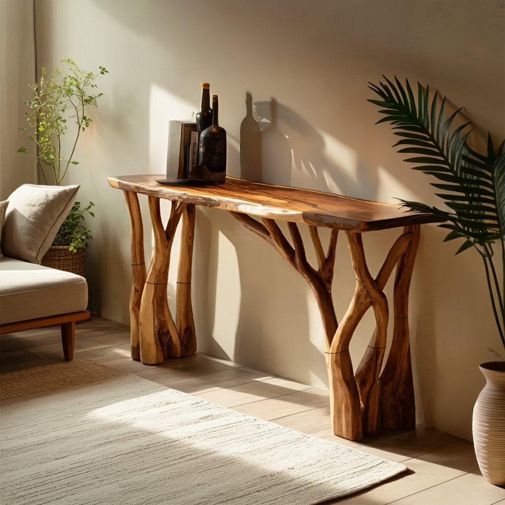 Modern Wooden Live Edge Console Table For Living Room Decoration