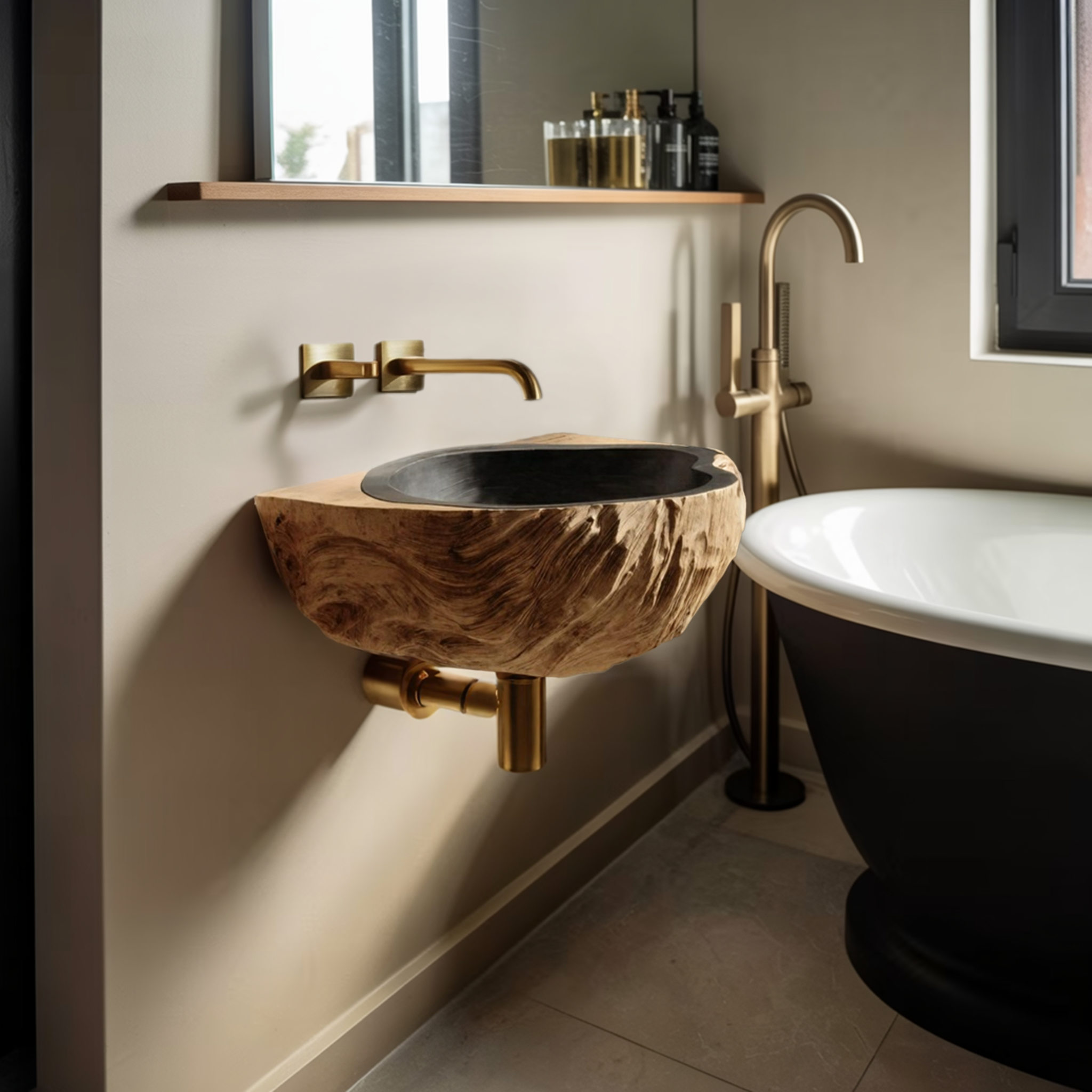 Mid Century Wooden Vanity Sink For Bathroom Furniture Design