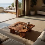 Handcrafted Abstract Solid Wood Coffee Table For Entryway