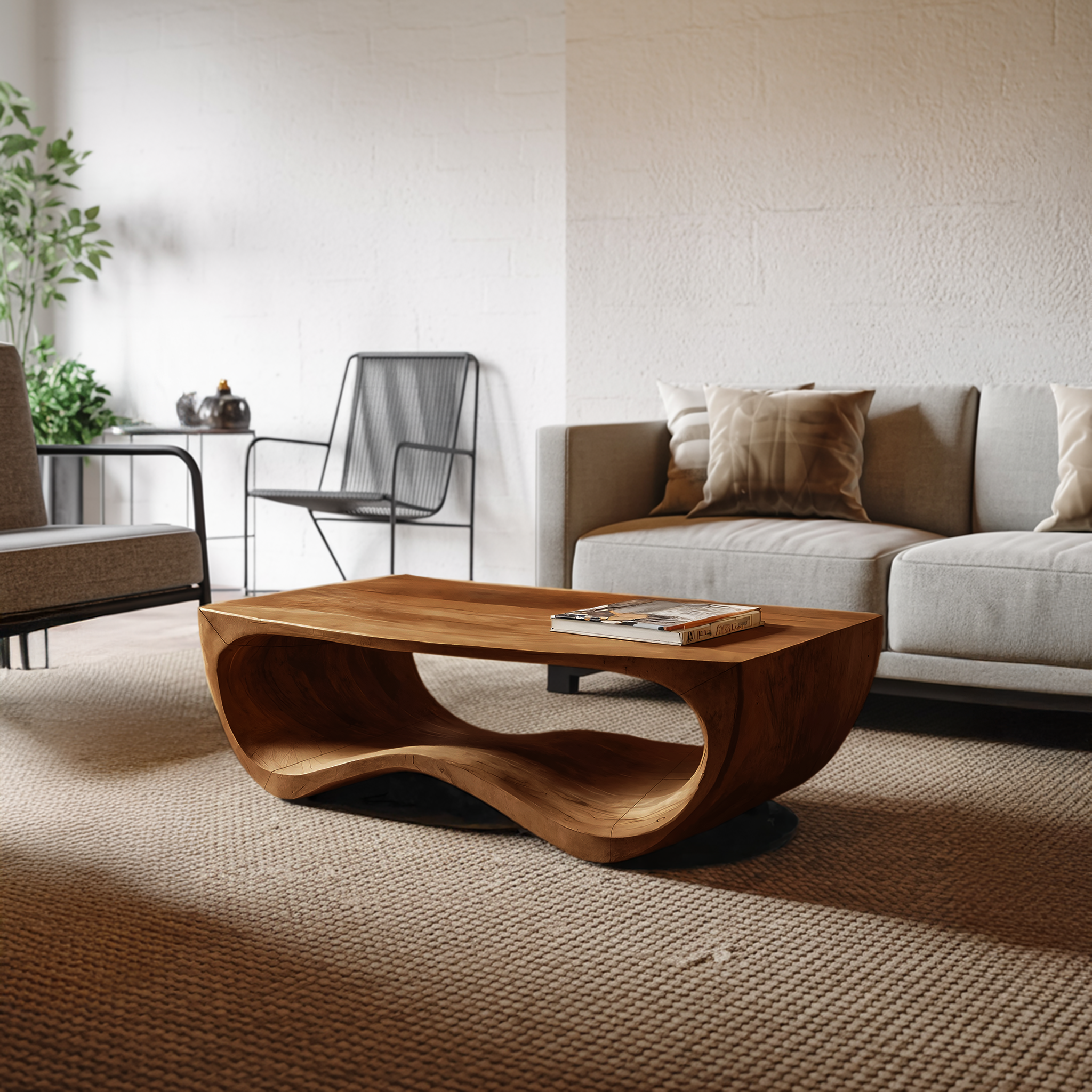 Artistic Sculptural Curved Coffee Table For Living Room