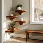 Modern Handcrafted Solid Wood Mushroom Shelf For Bedroom Decor