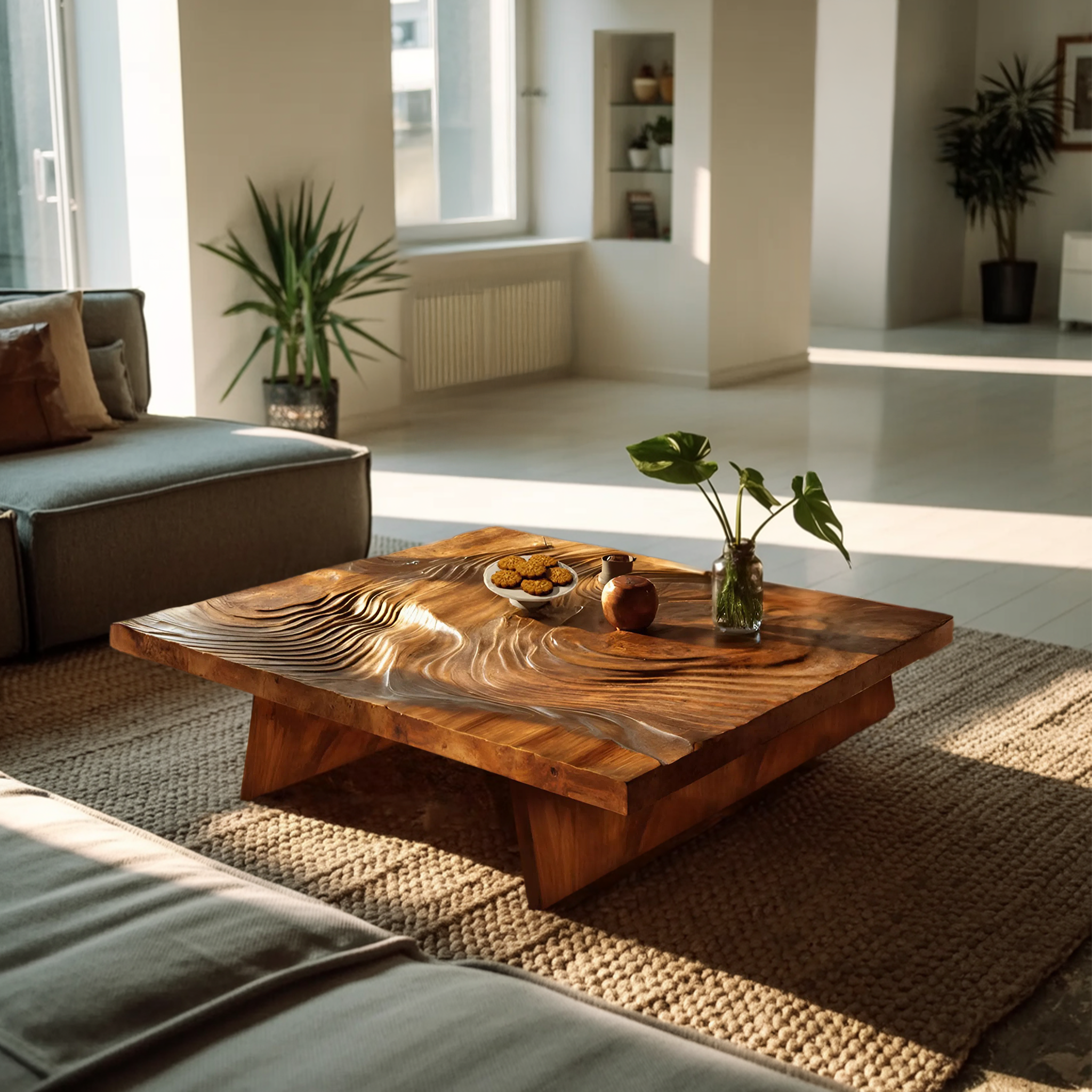Modern Wooden Live Edge Coffee Table For Living Room Decor