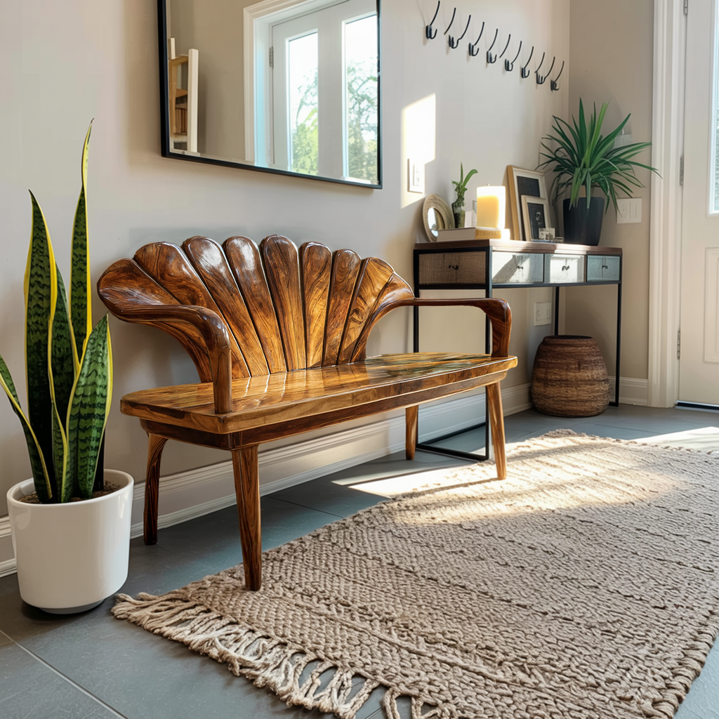 Handcrafted Wooden Bench For Entryway Hallway Seating