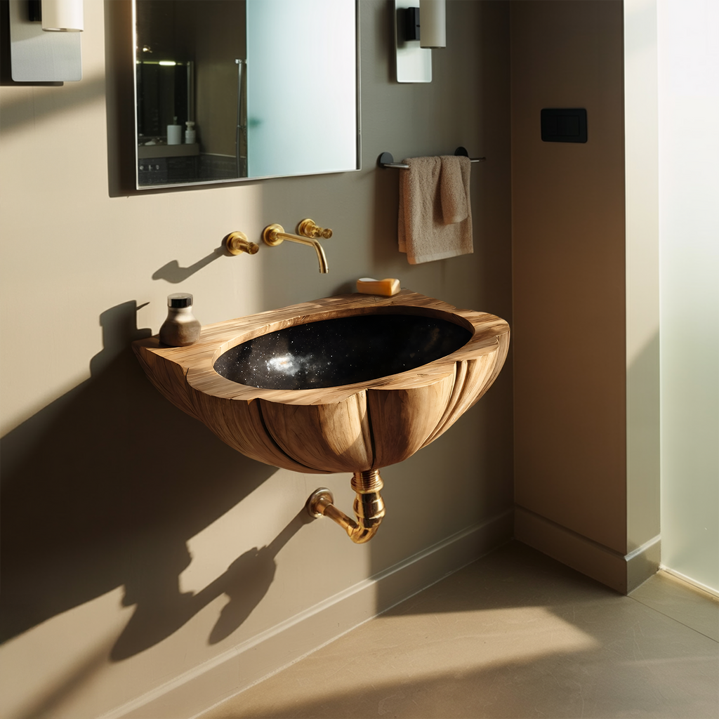 Mid Century Wall Mounted Wooden Bathroom Sink For Stylish Bathroom Decor