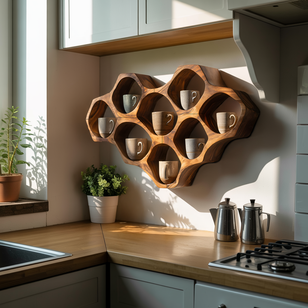 Modern Honeycomb Wood Shelf For Pantry Organization