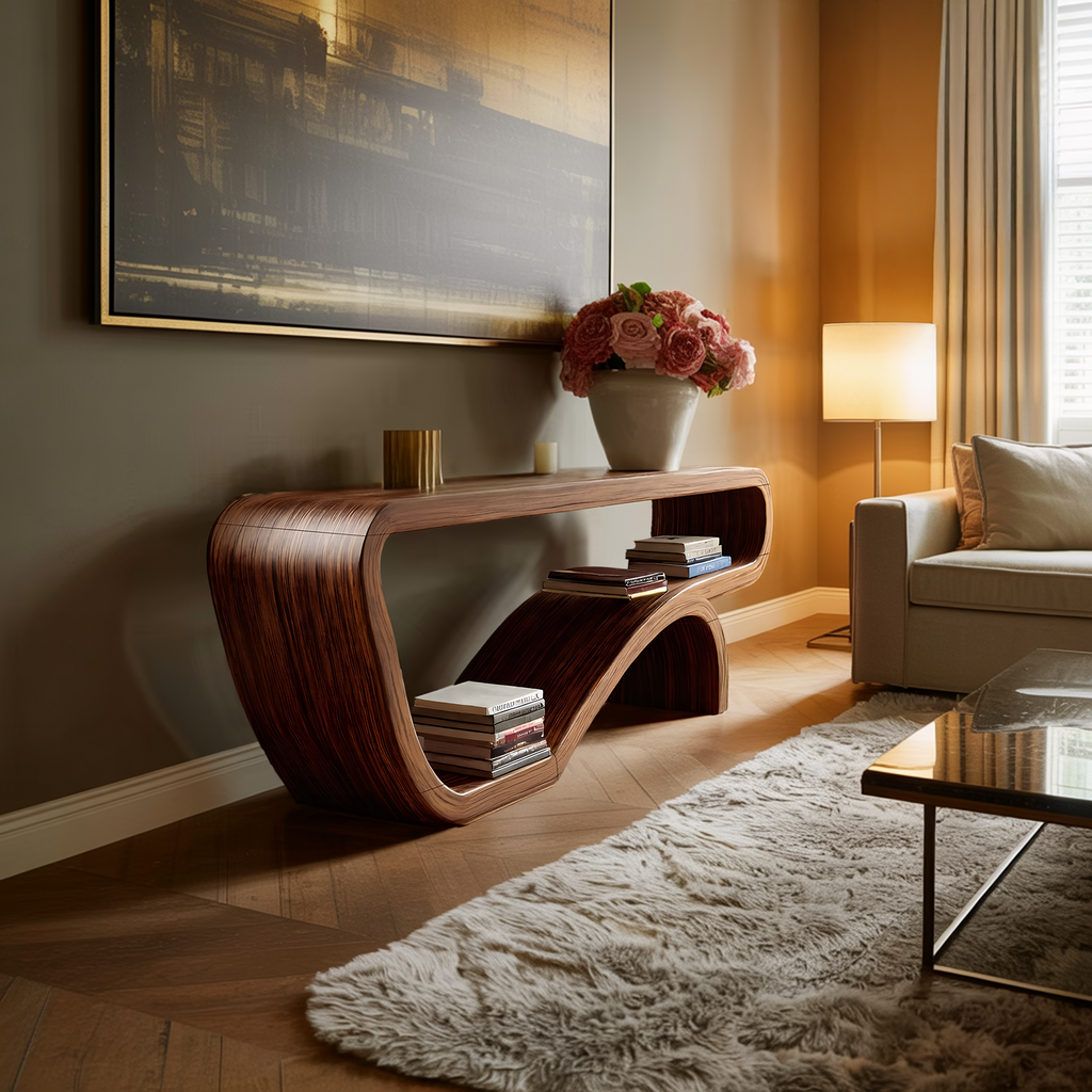 Handcrafted Solid Wood Console Table Organic Design For Bedroom Decor