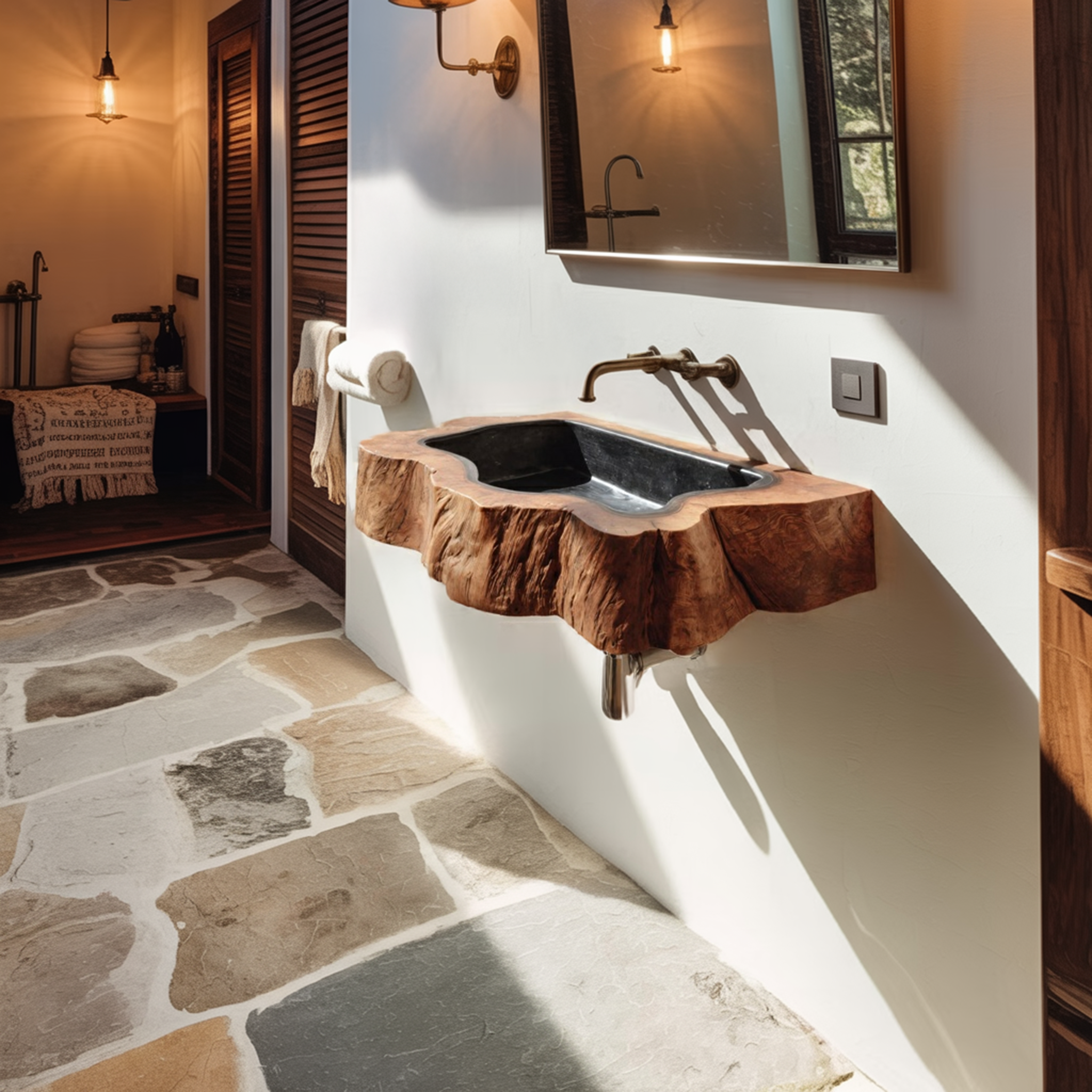 Farmhouse Wall Mounted Wooden Bathroom Sink For Bathroom Furniture Style