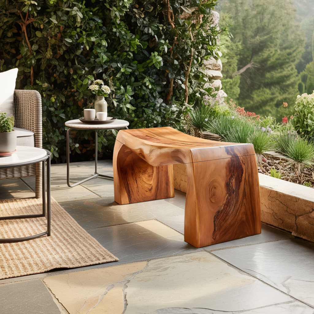 Live Edge Wooden Bench For Entryway Seating And Display
