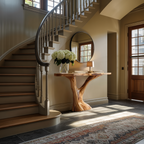 Modern Sculptural Solid Wood Console Table For Entryway Furniture Decor