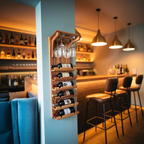 Wall Mounted Wooden Wine Rack With Glass Holder For Kitchen Or Home Bar