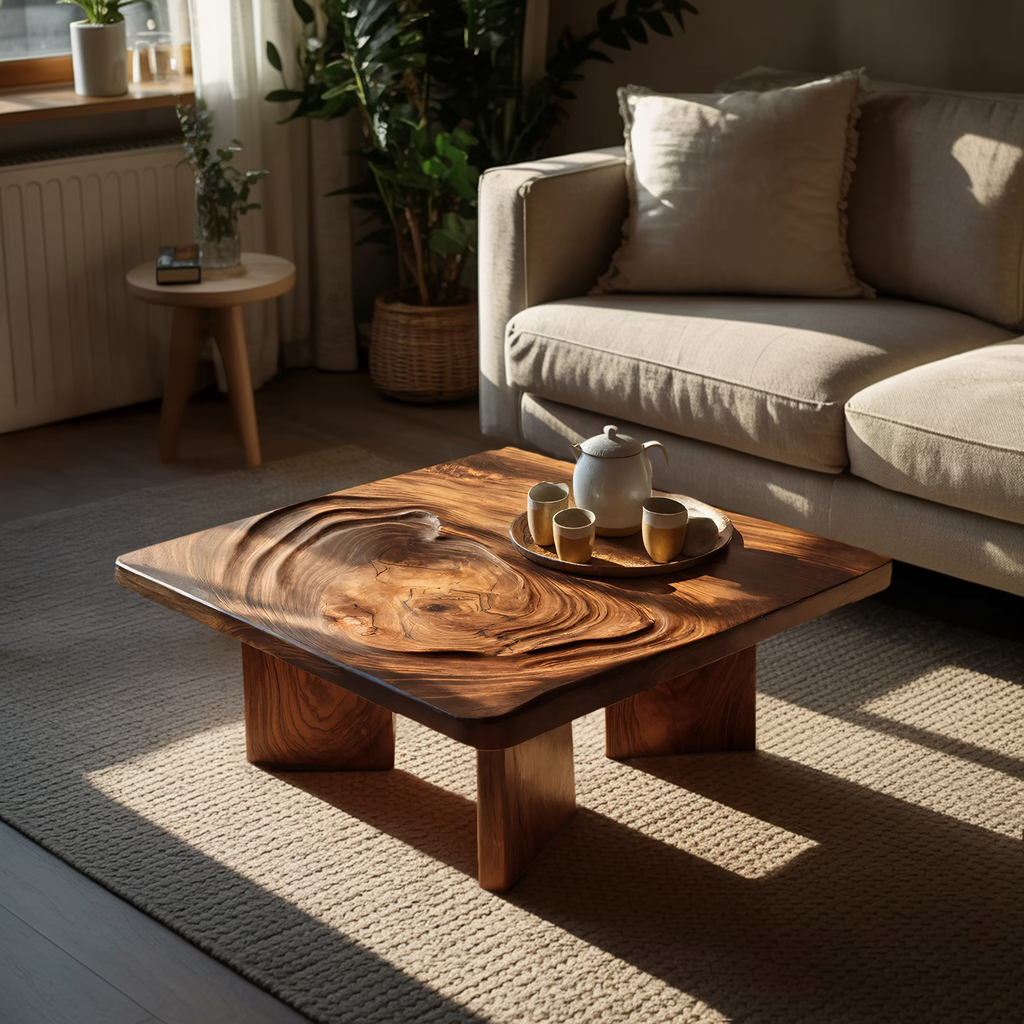 Mid Century Irregular Wooden Table For Furniture Decor