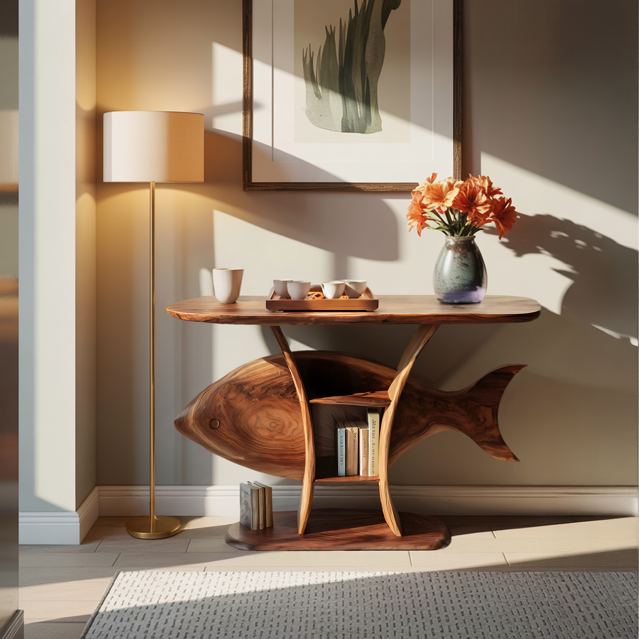 Mid Century Solid Wood Console Table For Furniture Decor Style