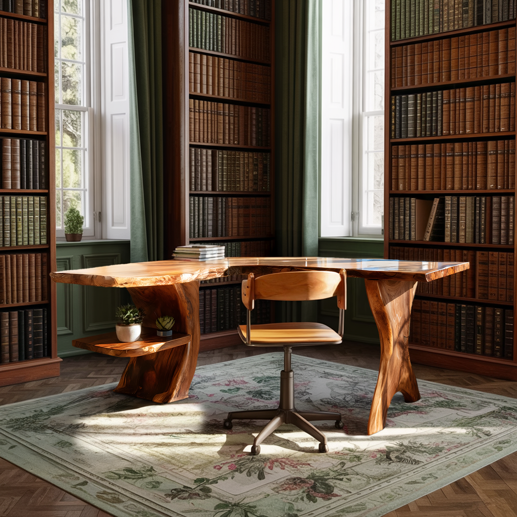 Mid Century Wooden Work Desk For Home Office Interior Design