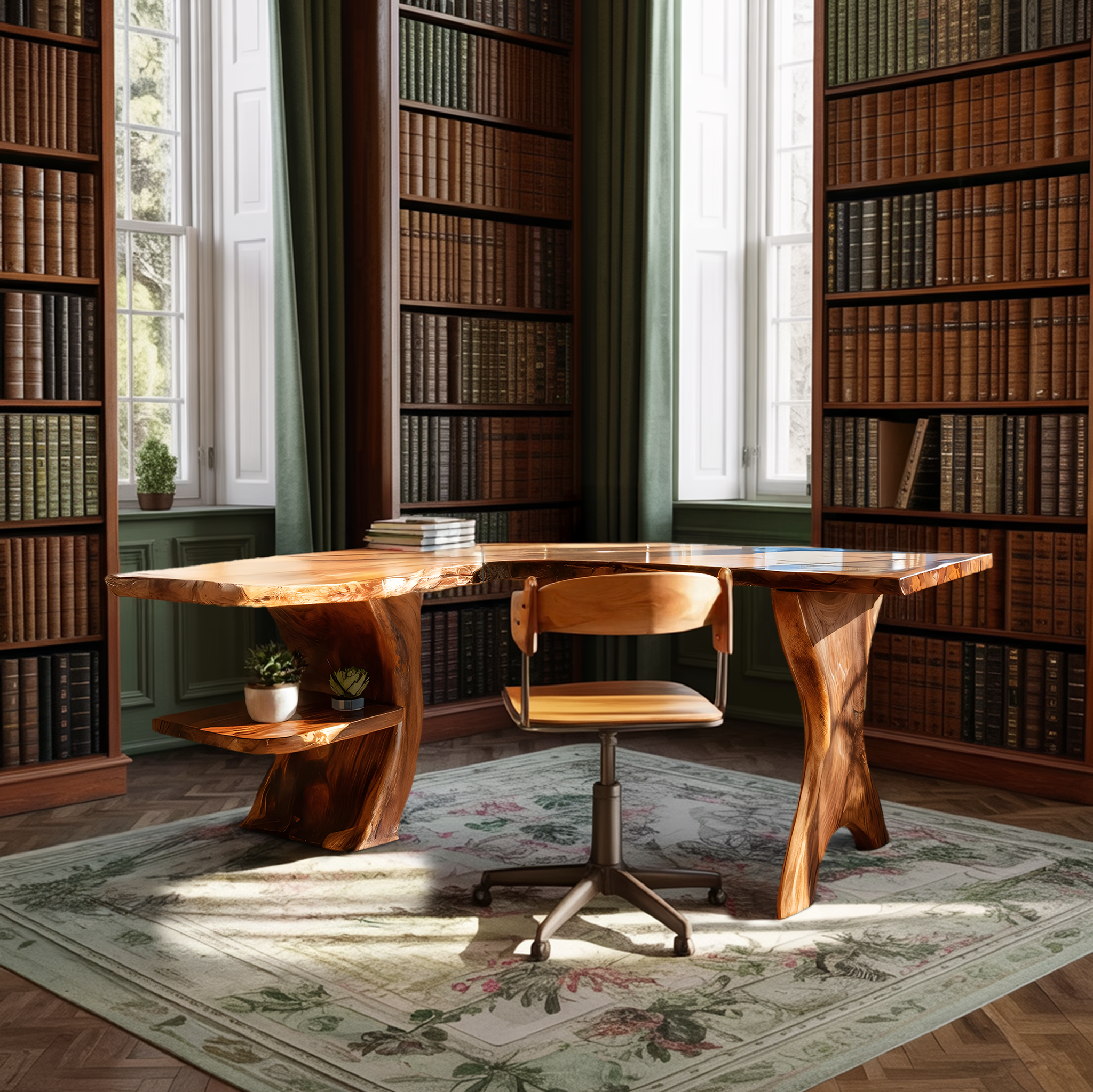 Mid Century Wooden Work Desk For Home Office Interior Design