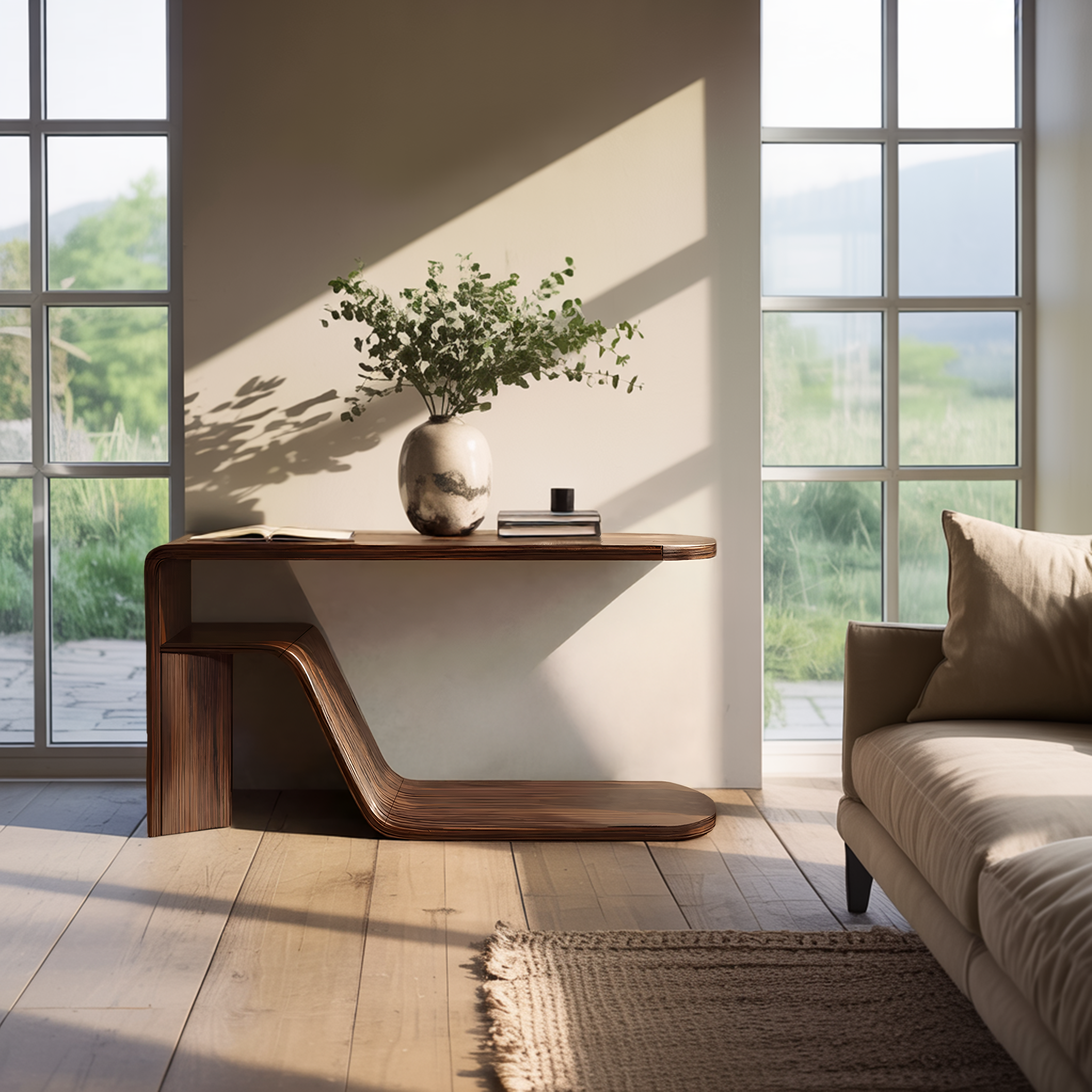 Farmhouse Live Edge Console Table Sculptural Wood For Furniture Decor