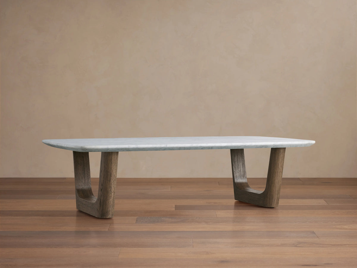 Saint Germain Stone Coffee Table with Rennes Base in Natural Stone